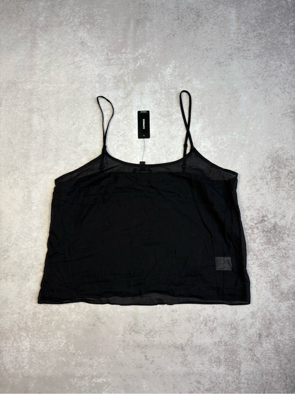 NWT Express Sheer Black Adjustable Strap Cami Tank Top Large